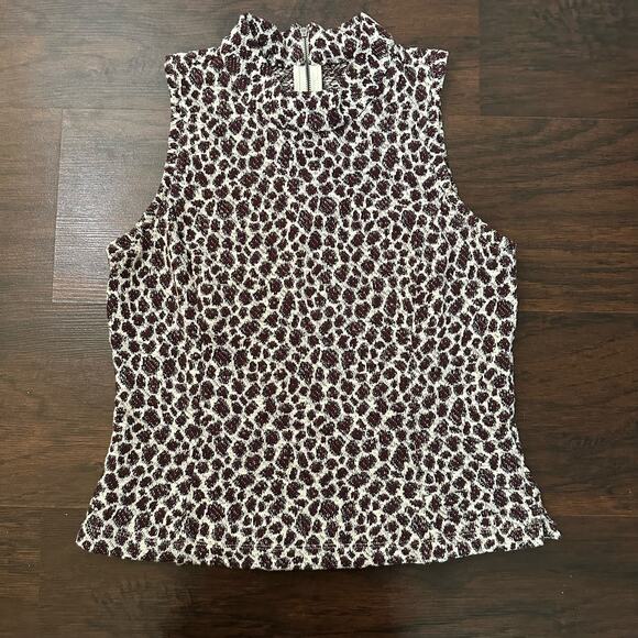 Akemi + Kin Anthropologie cream & maroon pattern sleeveless knit top size S - Picture 5 of 12